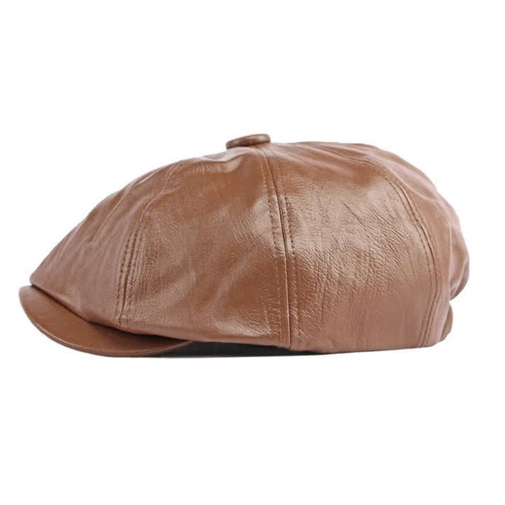 Cappello basco ottagonale in pelle tinta unita - image 7