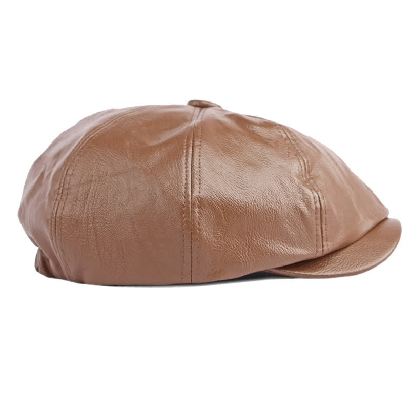 Cappello basco ottagonale in pelle tinta unita - image 8