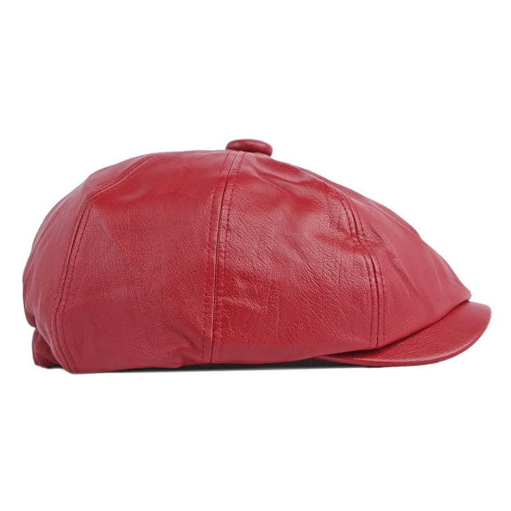 Cappello basco ottagonale in pelle tinta unita - image 15