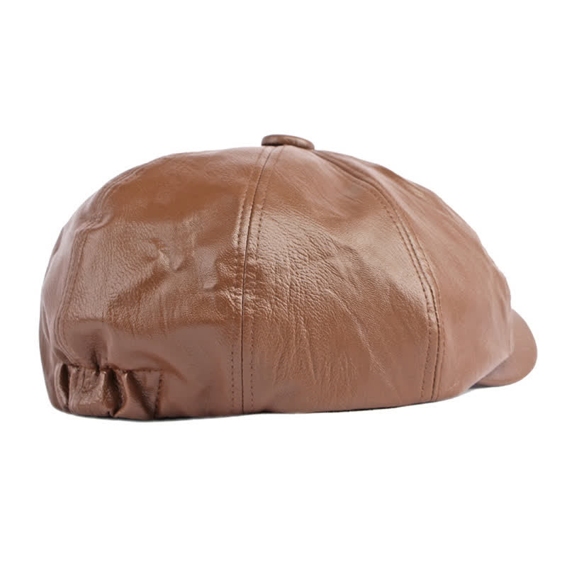 Cappello basco ottagonale in pelle tinta unita - image 9