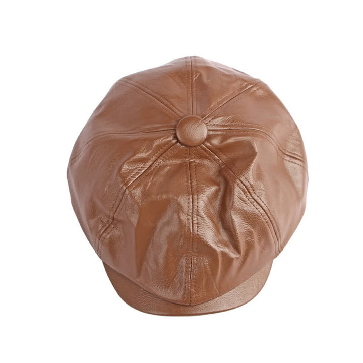 Cappello basco ottagonale in pelle tinta unita - image 6