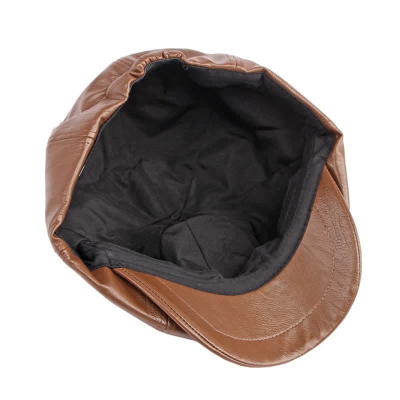 Cappello basco ottagonale in pelle tinta unita - image 10