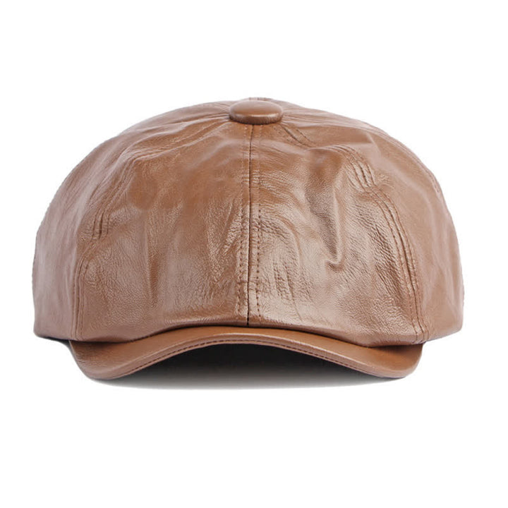 Cappello basco ottagonale in pelle tinta unita - image 5
