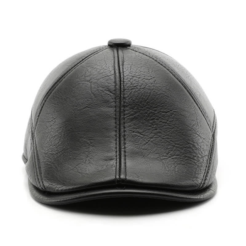 Cappello basco in pelle con paraorecchie invernali in stile tempo libero - image 1