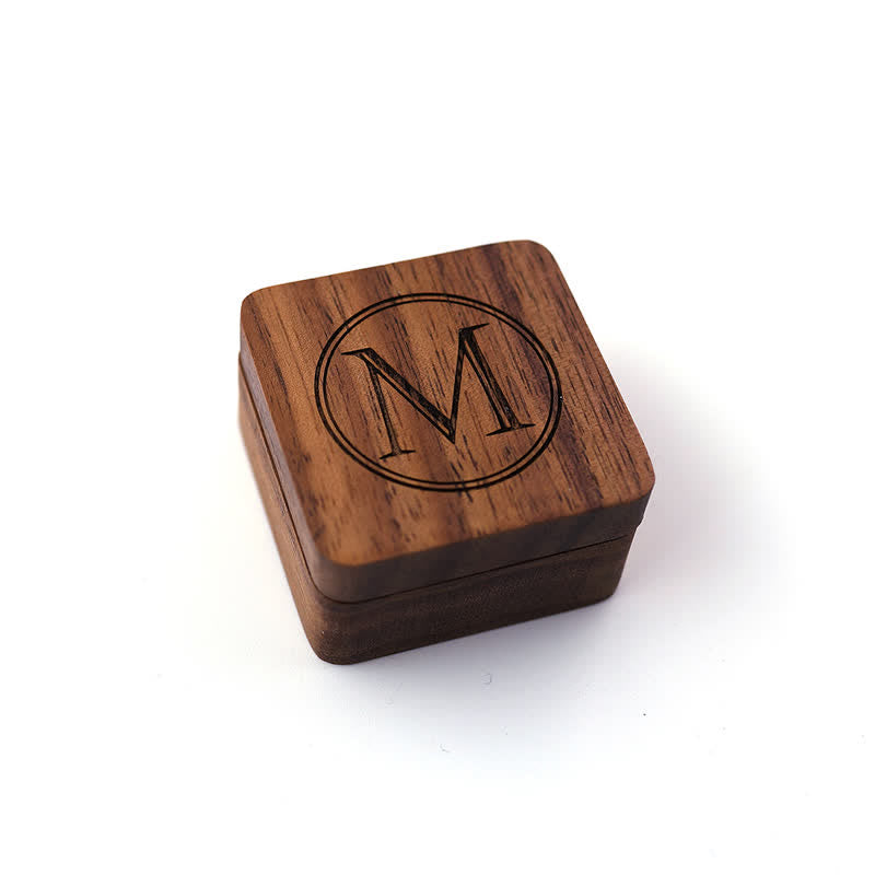 Gemelli in legno con scatola incisa con lettera personalizzata da uomo - image 8