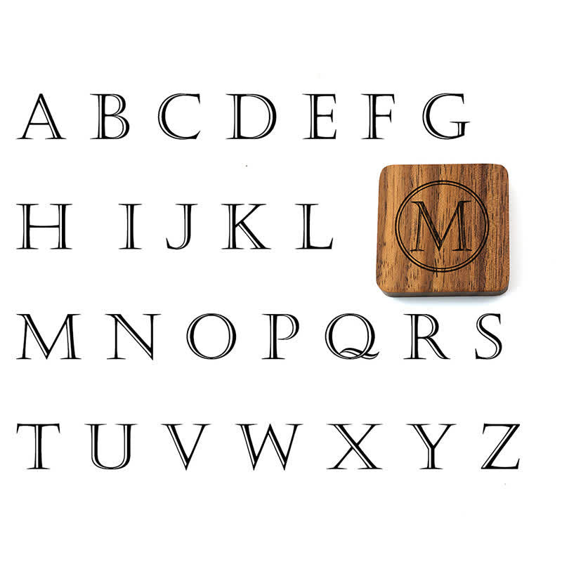 Gemelli da uomo in legno di noce nero con incisione a forma di cassetta delle lettere - Z - Grano - image 1