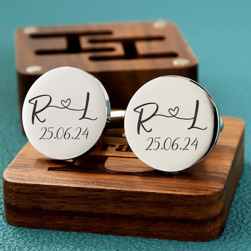 Set di gemelli in legno per matrimonio da uomo con superficie a scatola e incisione personalizzata - image 6
