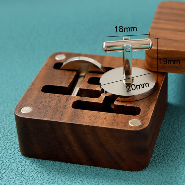 Set di gemelli in legno per matrimonio da uomo con superficie a scatola e incisione personalizzata - image 8