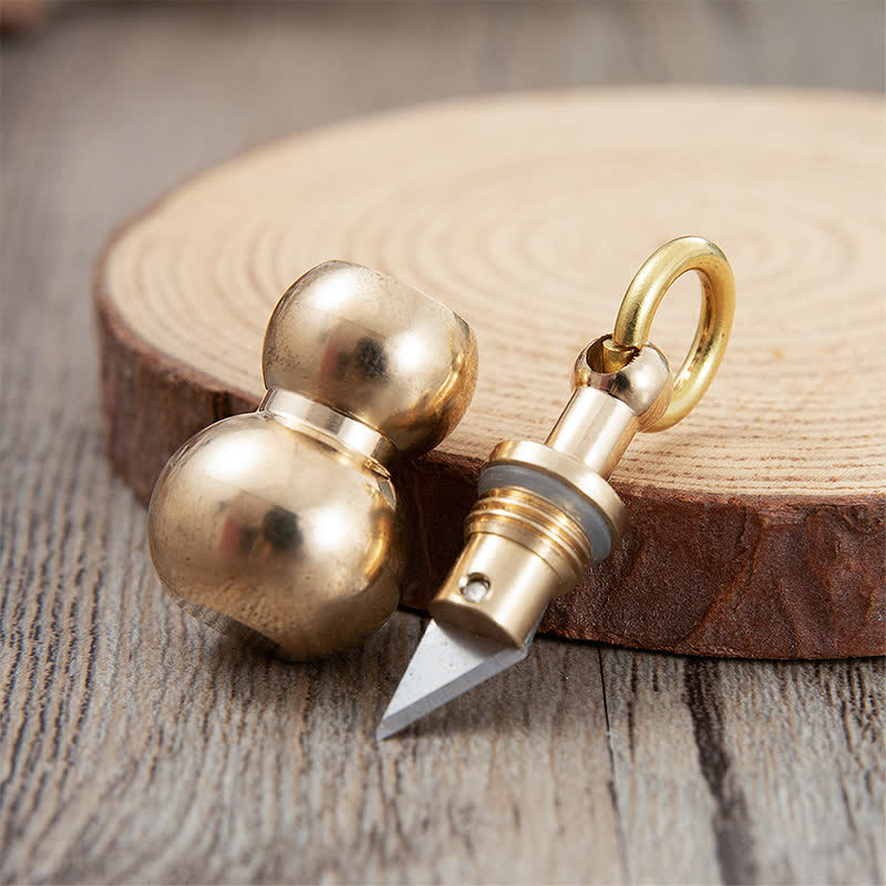 Portachiavi con coltello nascosto EDC in ottone a forma di zucca - Ottone - image 0