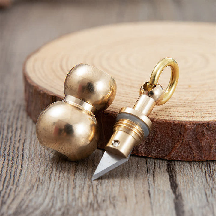 Portachiavi con coltello nascosto EDC in ottone a forma di zucca - Ottone - image 0