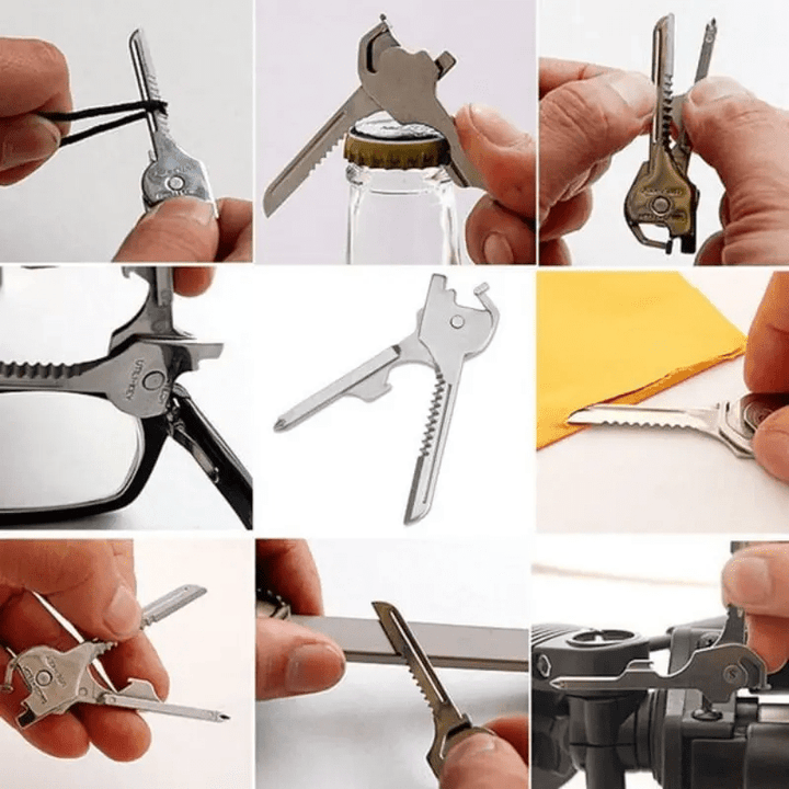 Portachiavi con pinza cacciavite affidabile multifunzionale 6 in 1 - Argento - image 0