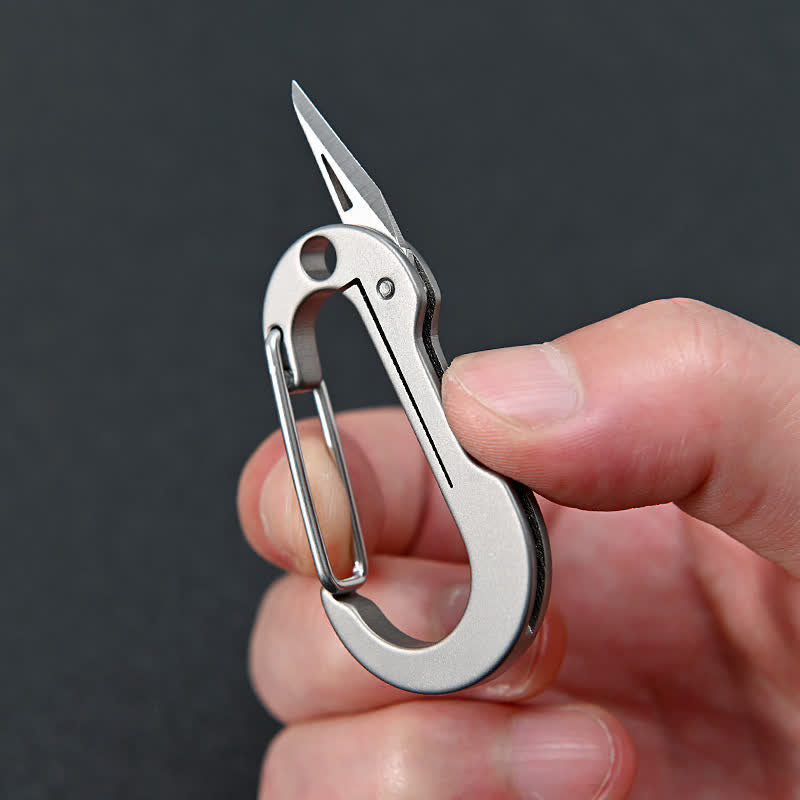 Coltello pieghevole, taglierino tascabile, moschettone portachiavi - Argento - image 0