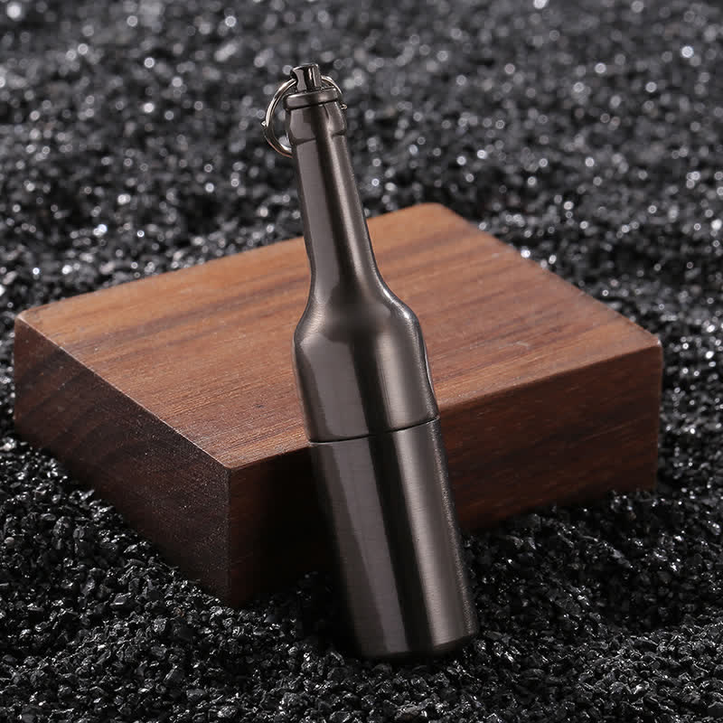 Mini accendino a cherosene ricaricabile a forma di bottiglia di birra - Nero - image 0