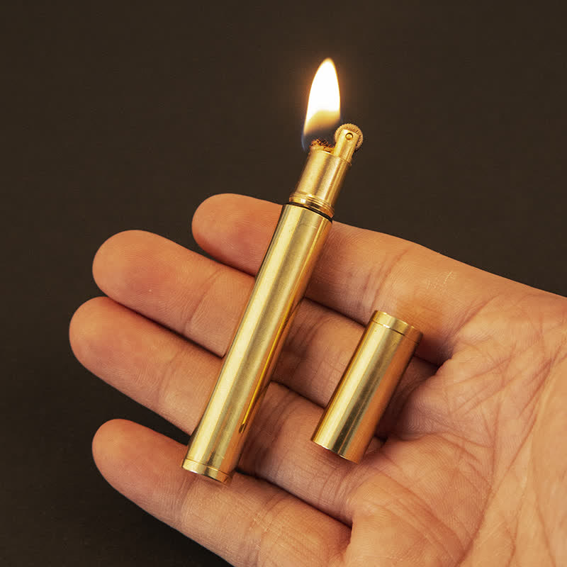 Mini accendino a cherosene ricaricabile a forma di sigaretta a forma di bastone lungo in oro - Oro - image 1