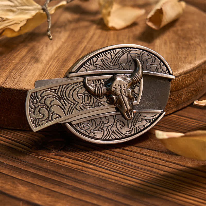 Set di anelli con ciondolo e fibbia per cintura con coltello nascosto fai da te a forma di toro Longhorn turchese - image 1
