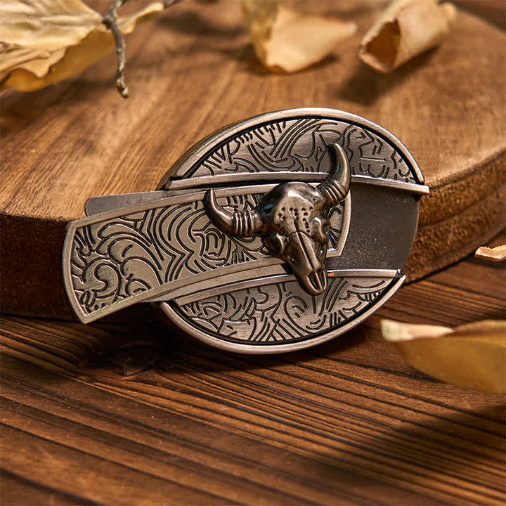Set di anelli con ciondolo e fibbia per cintura con coltello nascosto fai da te a forma di toro Longhorn turchese - image 1