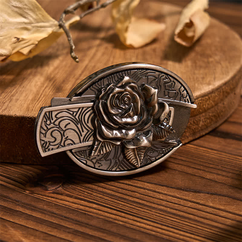 Set di anelli di capra con ciondolo a forma di corno di cervo, fibbia per cintura con coltello nascosto fai da te Rose - image 3