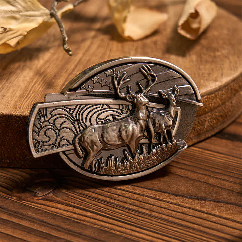 Set di Fibbia per Cintura con Coltello Nascosto Fai da Te a Forma di Cervo, Ciondolo a Forma di Corno Lungo, Anello da Toro - image 4