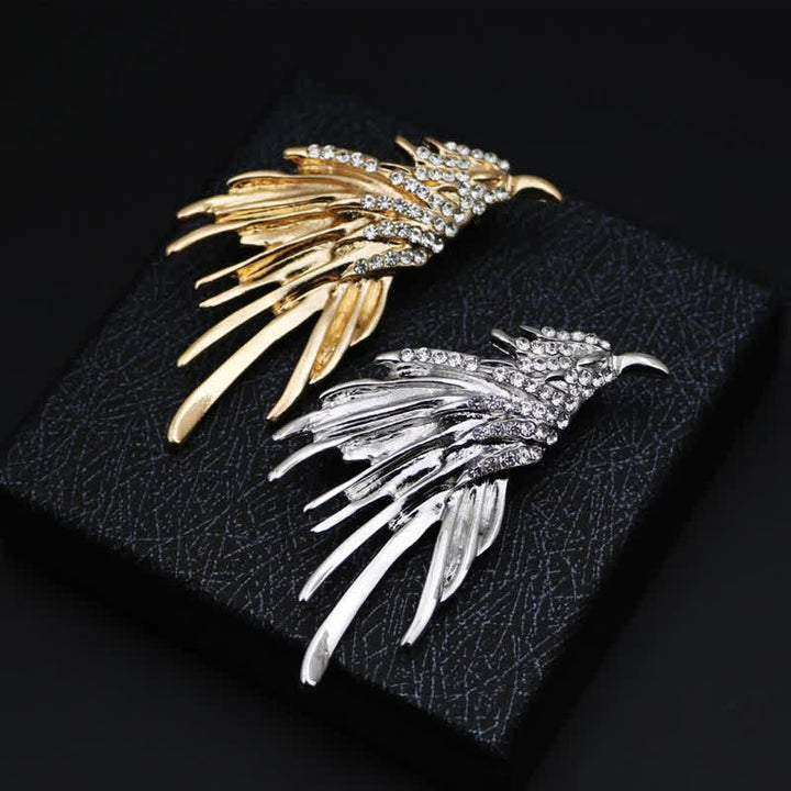 Spilla da uomo con aquila squisita e ali spiegate e strass - image 3