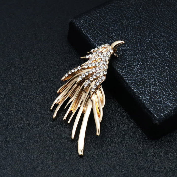 Spilla da uomo con aquila squisita e ali spiegate e strass - Oro - image 2