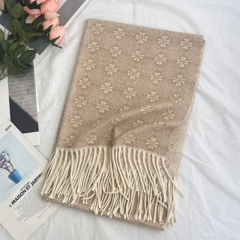 Sciarpa unisex con motivo jacquard rustico astratto geometrico - Stile n. 4 - image 7