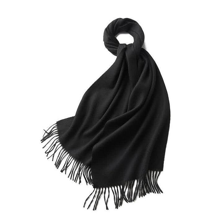 Sciarpa unisex semplice tinta unita in pura lana con frange