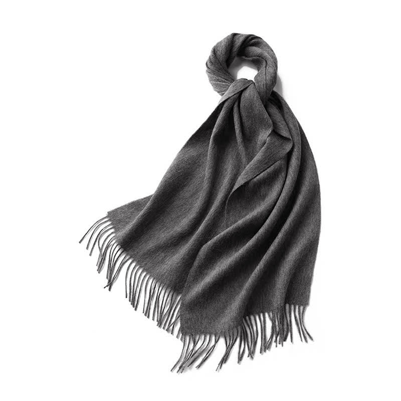 Sciarpa unisex semplice tinta unita in pura lana con frange