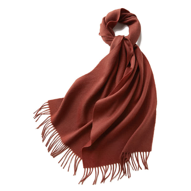 Sciarpa unisex semplice tinta unita in pura lana con frange
