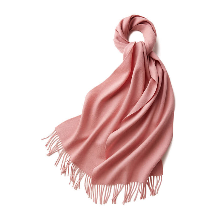 Sciarpa unisex semplice tinta unita in pura lana con frange