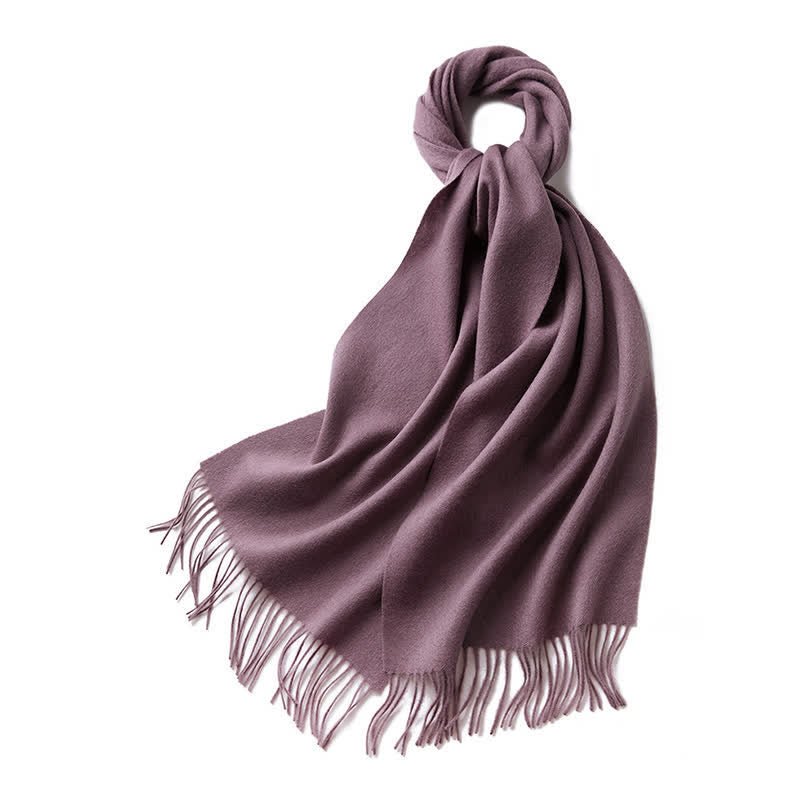 Sciarpa unisex semplice tinta unita in pura lana con frange