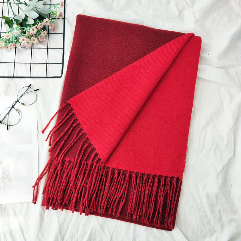 Sciarpa unisex alla moda bicolore bifacciale - Rosso - image 27