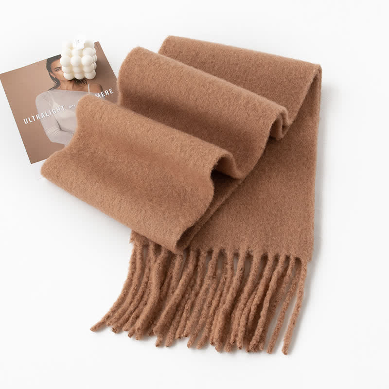 Sciarpa unisex in cashmere con frange tinta unita - Perù - image 15