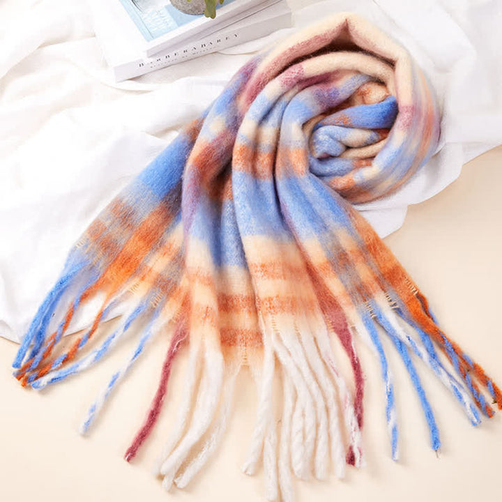 Sciarpa calda unisex classica con nappe a quadri - image 5