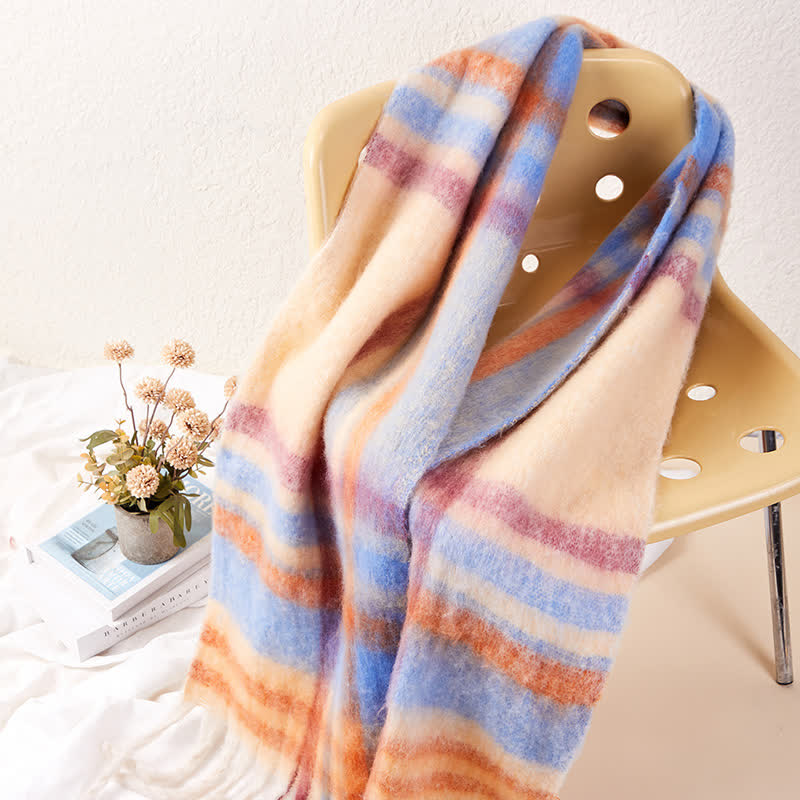 Sciarpa calda unisex classica con nappe a quadri - image 4