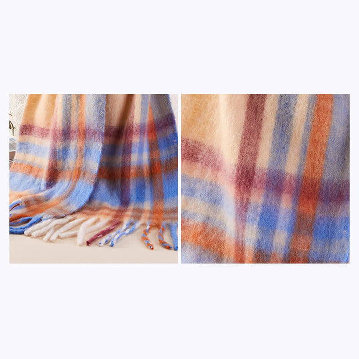 Sciarpa calda unisex classica con nappe a quadri - image 6