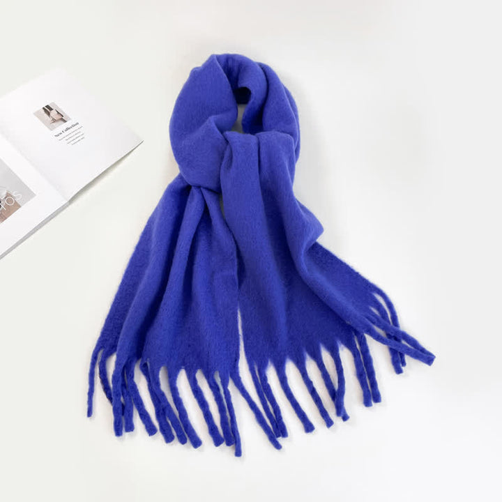 Sciarpa unisex spessa tinta unita oversize calda e spessa - Blu reale - image 7