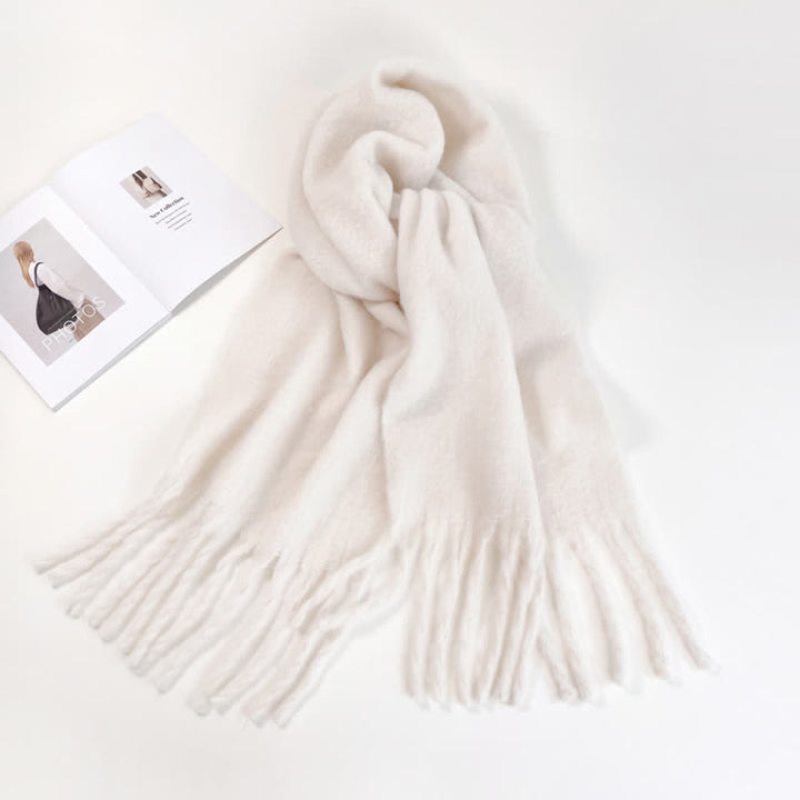 Sciarpa unisex spessa tinta unita oversize calda e spessa - Bianco - image 10
