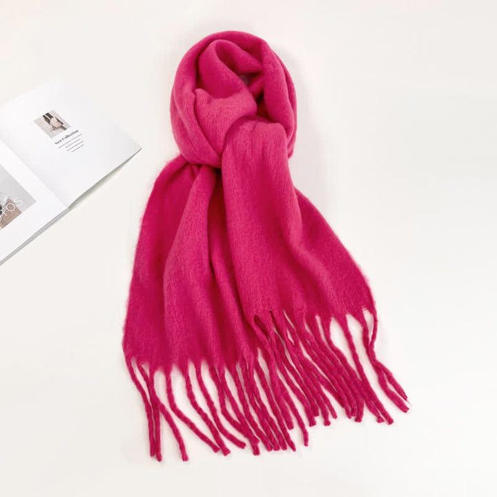 Sciarpa unisex spessa tinta unita oversize calda e spessa - Rosa caldo - image 14