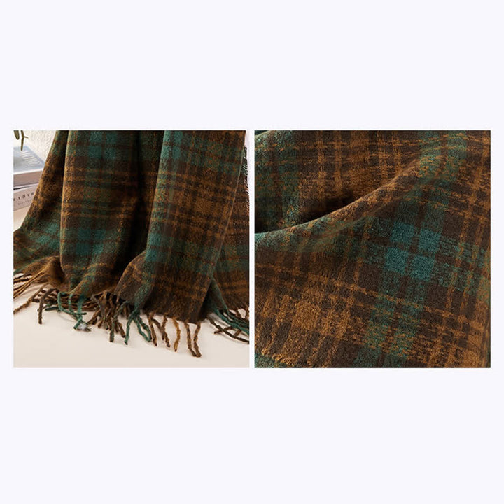 Sciarpa unisex di lusso in stile britannico con motivo a quadri e nappe - image 5