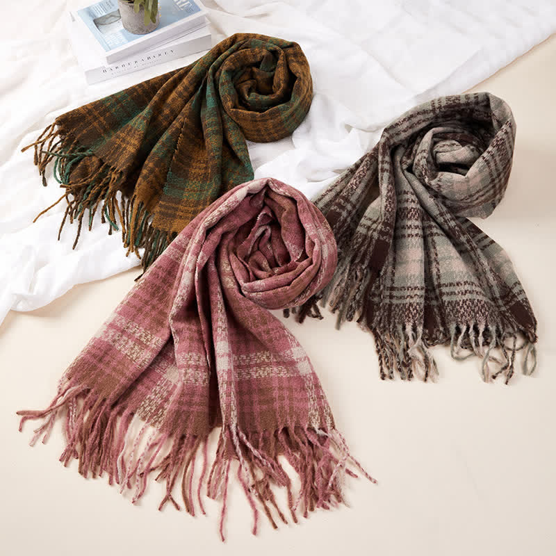 Sciarpa unisex di lusso in stile britannico con motivo a quadri e nappe - image 6