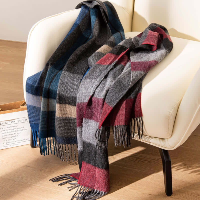 Sciarpa unisex in cashmere con design color-block - image 1