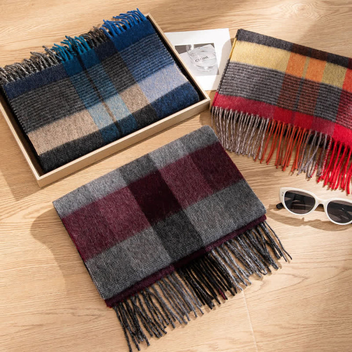 Sciarpa unisex in cashmere con design color-block - image 3