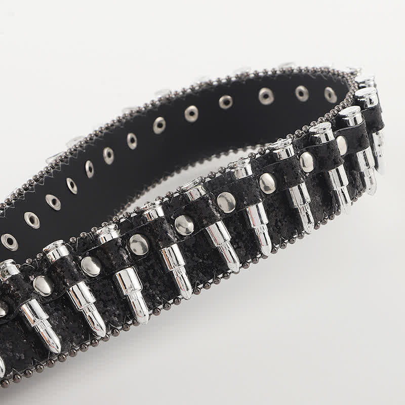 Cintura in pelle con fibbia a forma di proiettile e rivetti a forma di teschio dei cartoni animati - image 3