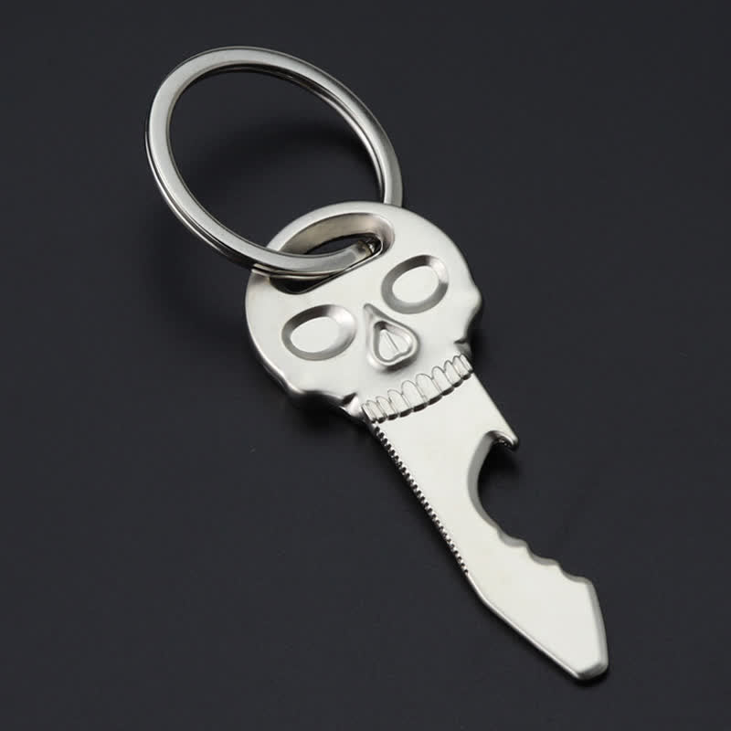 Portachiavi apribottiglie multifunzione con maschera teschio creativo - Argento - image 1