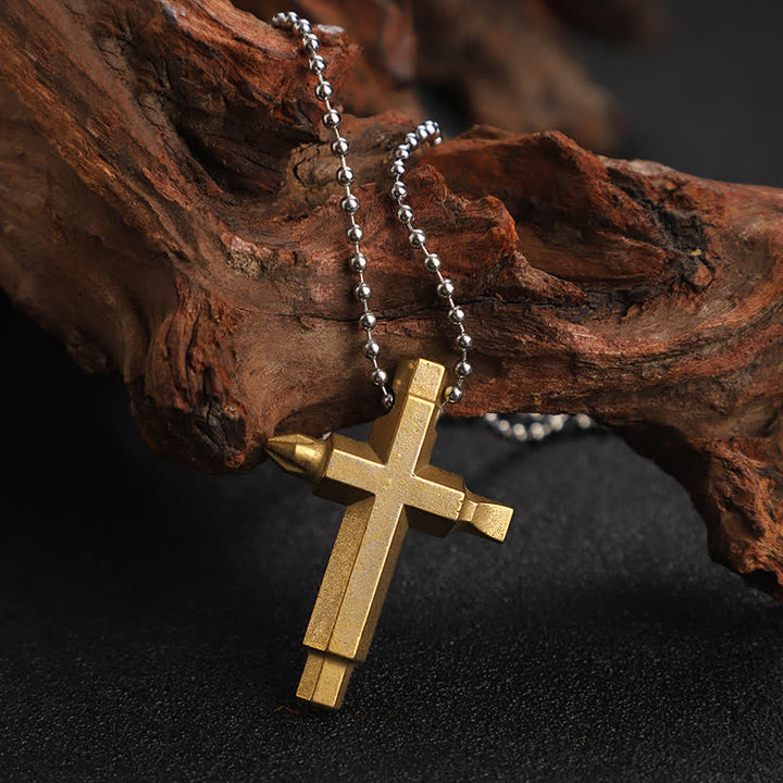 Collana con ciondolo portachiavi con cacciavite EDC a croce - Oro - image 0