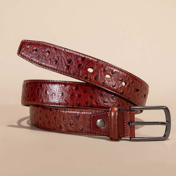 Cintura in pelle di alligatore con motivo coccodrillo esotico - image 2