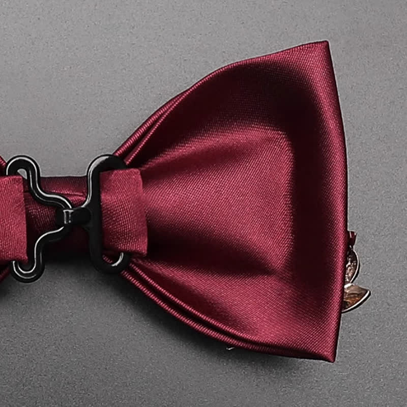 Papillon da uomo con foglie in metallo color bordeaux - image 5