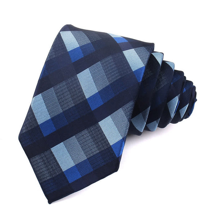 Cravatta stretta a quadri moderna casual da uomo - Blu - Cravatta - image 15