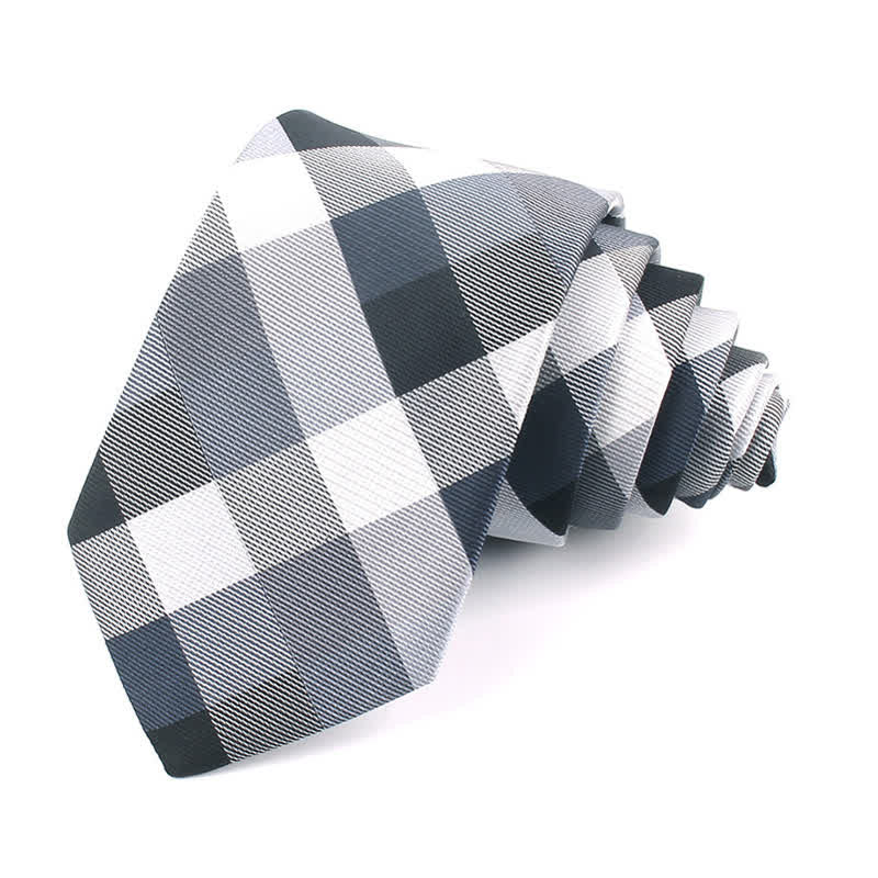Cravatta stretta a quadri moderna casual da uomo - Grigio - Cravatta - image 20