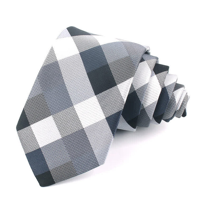 Cravatta stretta a quadri moderna casual da uomo - Grigio - Cravatta - image 20